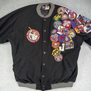 Negro Leagues Jacket Mens 5XL Black Baseball Headgear Museum Patches Logos